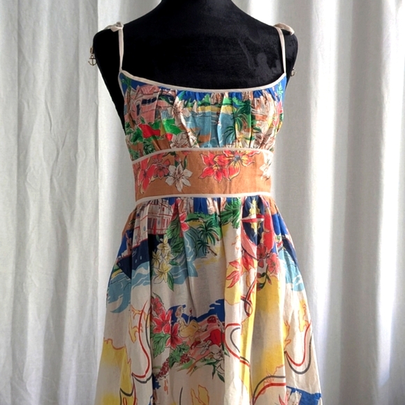 Christian Lacroix Pink Blue Spaghetti Strap Sundress - Picture 3 of 12